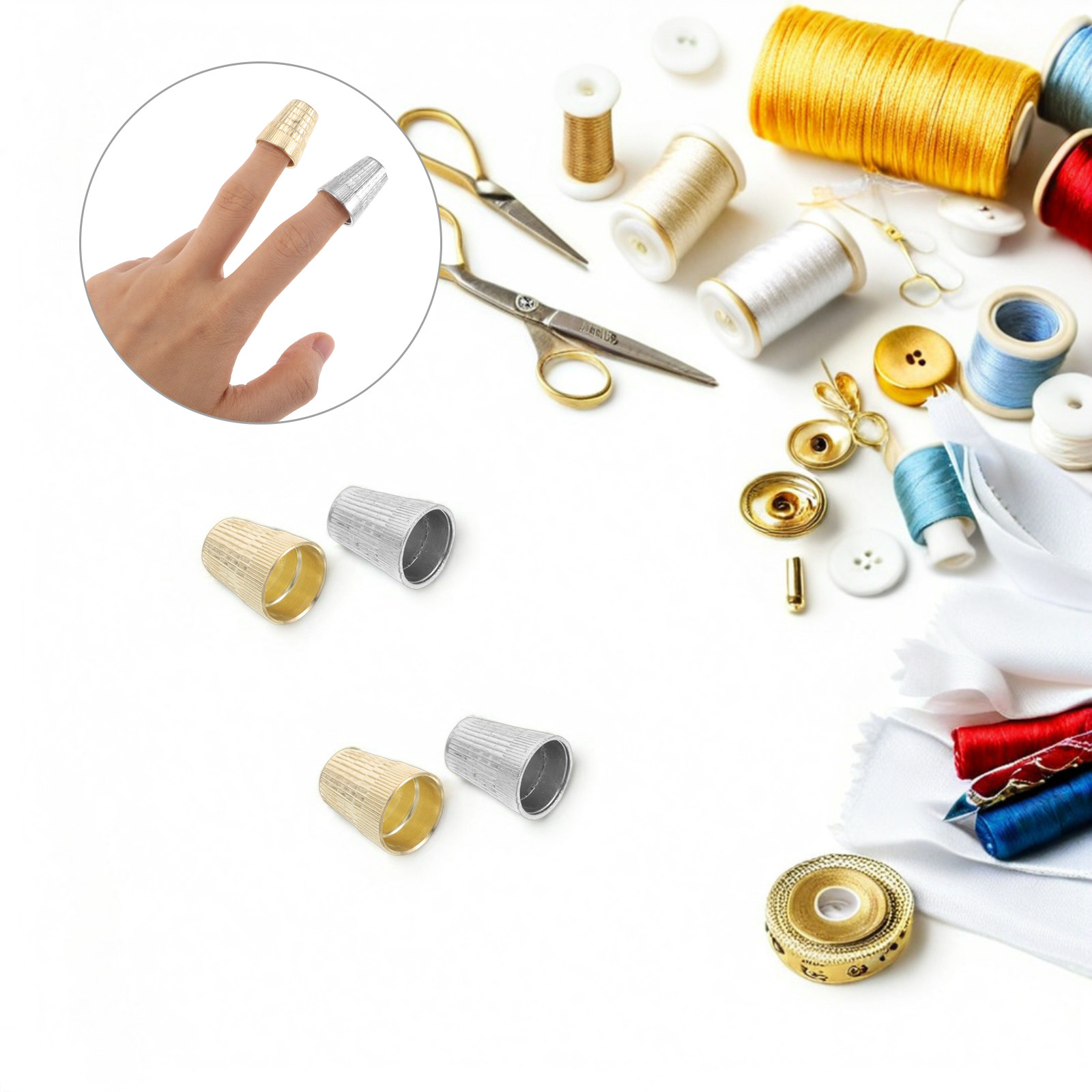 Sewing Thimble Metal - 6 Dedales de Metal Vintage para